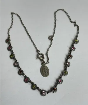 La Vie Parisienne France Flower Station Necklace Multi-colored VTG 16” thumbnail 1