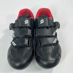 Peloton Cycling Shoes Unisex Size 40 Black Red Hook Loop Ratchet Buckle Cleats thumbnail 2