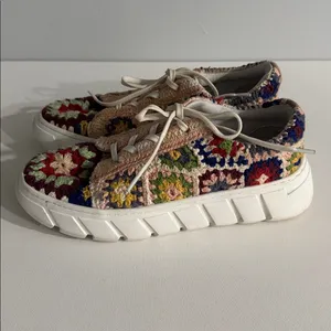 Free People Crochet Sneakers Boho Casual Festival Streetwear Festive Trendy Indi thumbnail 5