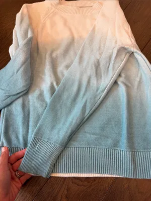 LOFT Ombré Crewneck Sweater - Cream to Aqua Blue Size Small - C54-154 thumbnail 5