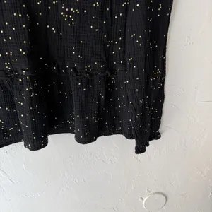Peace n' love Blouse Womens Medium Black Gold Dot Long Sleeve Peplum‎ Top Boho thumbnail 10