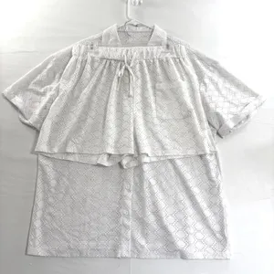 White Eyelet Lace 2 Piece Button Down Shirt & Shorts 1XL Swim Cover‎ Up Set thumbnail 15