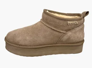 Bearpaw Shalini Low Suede Ankle Boots Wool Blend Lining Size 10 Beige thumbnail 1