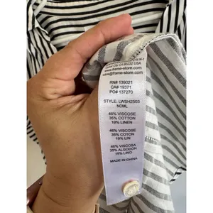 Frame striped linen blend shirred short sleeve top size medium thumbnail 7
