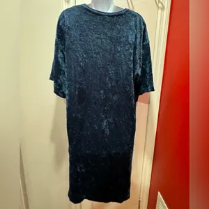 Free People Tunic Dress Womens Teal Crushed Velvet V-Neck High‎ Low XS thumbnail 8