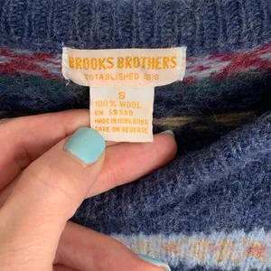 Brooks Brothers Vintage Fair isle Wool Sweater size small thumbnail 2