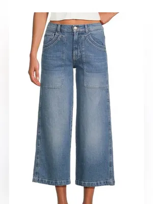 Free People mid rise crop wide leg sz 28 thumbnail 2