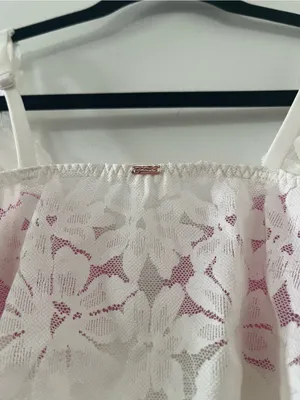 Pink Victoria's Secret White Floral Lace Underwire Bustier Bralette Medium thumbnail 4