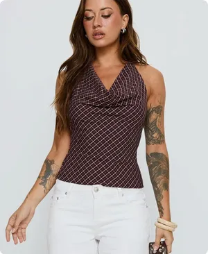 NWT Princess Polly Plaid Top thumbnail 1