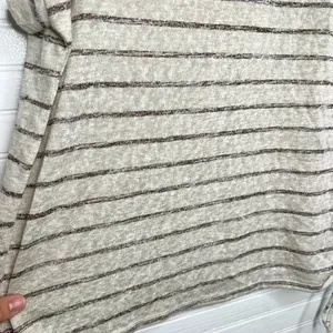 Caslon Women's Beige Striped Short Sleeve Drawstring T-Shirt Size L in Oatmeal thumbnail 5