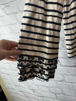 Madewell Navy and Cream Striped Long-Sleeve Tee with Embroidered Cuffs thumbnail 3