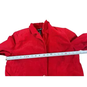 VTG Y2K Denim & Co Red Corduroy Button Front Blazer Jacket M thumbnail 9