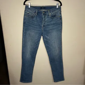 Seven For All Mankind Josephine Squiggle Button Fly Slim Straight Denim‎ Jeans thumbnail 3