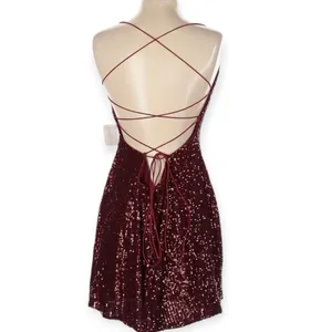 NWOT Mac Duggal 26479 Burgundy Red Cocktail Mini Dress Sequin Backless Size 8 thumbnail 4