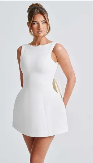 Amazon pearl lined white mini dress graduation bridal thumbnail 1