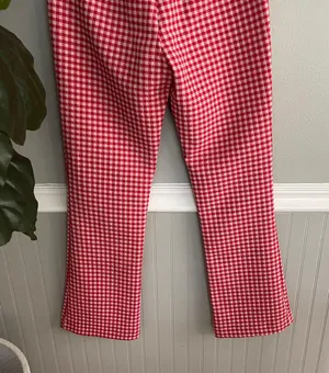 Zara NWT Red Pink Gingham Flare Cropped Pants thumbnail 11