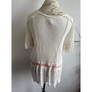 Free People Cream Embroidered Lace‎ Up Tunic Top Bell Sleeve Boho thumbnail 4