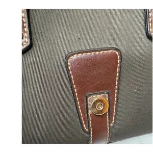 Vintage Etienne Aigner Mini Satchel Brown Leather Trim Canvas Shoulder Purse thumbnail 9