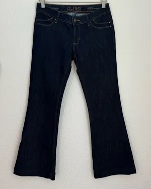 DL1961 Roxy Kick Flare Dark Blue Wash Denim Jean Women’s Size 27 Stretch Midrise thumbnail 1
