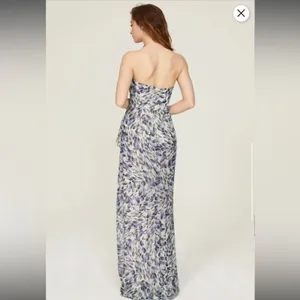 RTR Katie May Baby Cakes Off White & Blue Printed Strapless‎ Maxi Dress Sz S thumbnail 2