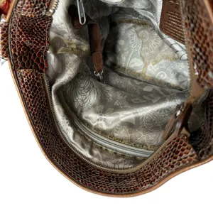 Vintage Brighton Set Brown Snake Print Purse Bag Slouchy Leather Matching Wallet thumbnail 9