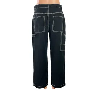 Gap Womens Black High Waisted Straight Wide Leg Carpenter Denim Jeans Pants Sz 6 thumbnail 3