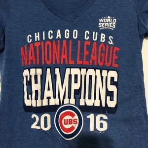 Genuine Merchandise Chicago Cubs 2016 World Series Vneck Tshirt thumbnail 4