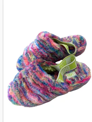 UGG fluff yeah pixelate slippers, Rainbow, Size 9-9.5, Preowned Great thumbnail 2