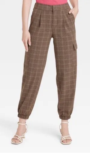 A New Day Plaid Baggy Cargo Tapered Trouser Pants Size 12 thumbnail 1