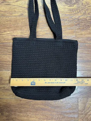 The SAK Purse Original Crocheted Black Boho Purse Tote Handbag Shoulder Bag thumbnail 3