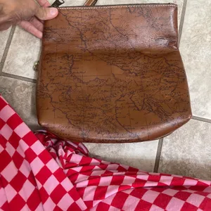 Patricia Nash Brown Leather Discovery Map Print‎ Foldover Clutch Bag Handbag thumbnail 4