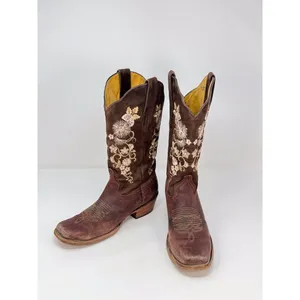 Toro Moro Womens Western Boots Brown Leather Floral Square Cowgirl Rodeo US 4.5 thumbnail 3