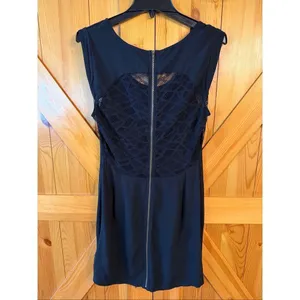 Silence + Noise Black Lace Overlay Sleeveless Mini Dress Size 8 (7143) thumbnail 6