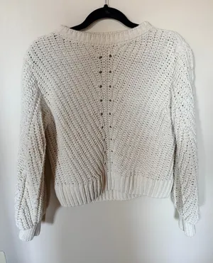 H&M chunky knit cream sweater XS thumbnail 1