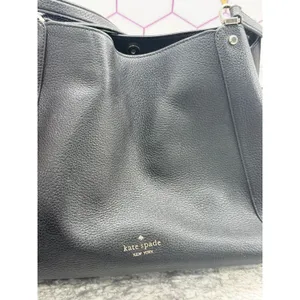 Kate Spade Leila Medium Triple Compartment Pebbled Leather Shoulder Bag - Black thumbnail 5