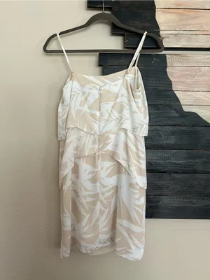 Amanda Uprichard Sienna Tiered Crepe Slip Mini Dress Desert Palm Cream Leaf thumbnail 8