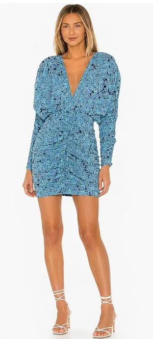 L’Academie Floral Coquette Romantic Boho Ruched Fairy Cocktail Mini Dress XS NWT thumbnail 1