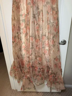 SHEIN Floral Ruffled Chiffon Maxi Dress - Peach Rose Print Size M NWT thumbnail 8