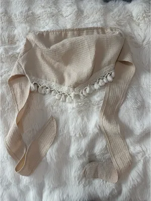 cream strapless crop top Tan thumbnail 2