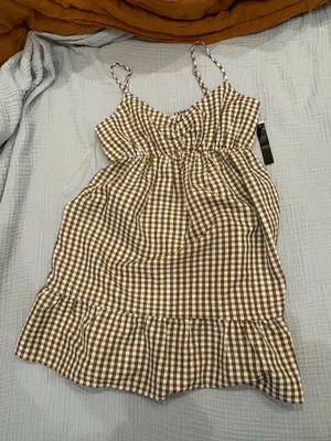 Speechless Brown and White gingham dress thumbnail 1