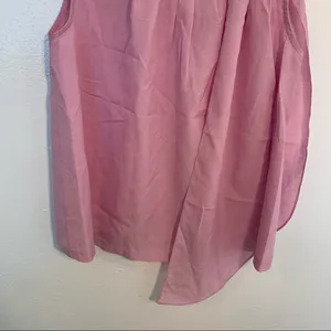 Adela Women's Sleeveless Blouse Crewneck Pleated Bow Shoulder Pink Purple thumbnail 4