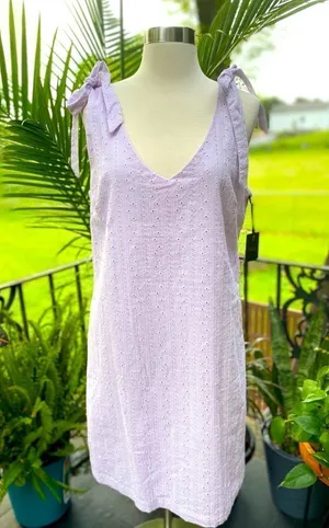 Takara Violet Purple Eyelet Embroidered Bow Dress thumbnail 1