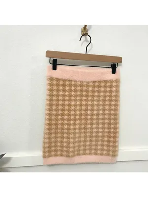 For Love & Lemons Cher Cardigan Tank Skirt Set M Light Pink Orange Houndstooth thumbnail 11