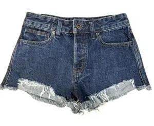 Free People Dark Wash Denim Cut Off Shorts‎ Raw Hem Distressed Size 25 Indigo thumbnail 1