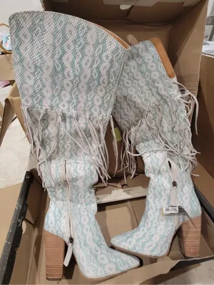 dingo Teal Snake-Print Fringe Over-the-Knee Boots thumbnail 6