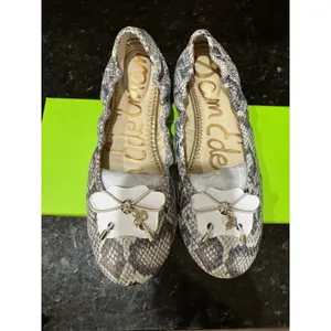 Sam Edelman Felicia Roccia Leather Snakeskin Ballet Flats Women's‎ Size 6 Bow! thumbnail 2