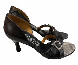 Salvatore Ferragamo Black Leather Pumps Heels Sandals Shoes 9.5 thumbnail 1