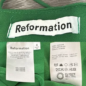 Reformation Kourtney Midi Slip Dress‎ Crepe Emerald Green Tie Straps High Slit thumbnail 10