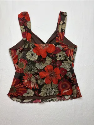 fashion bug size XL retro Floral V-Neck Women's Camisole tank floral y2k thumbnail 8