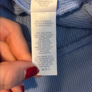Aerie Blue Hooded Sweatshirt Size Small thumbnail 9